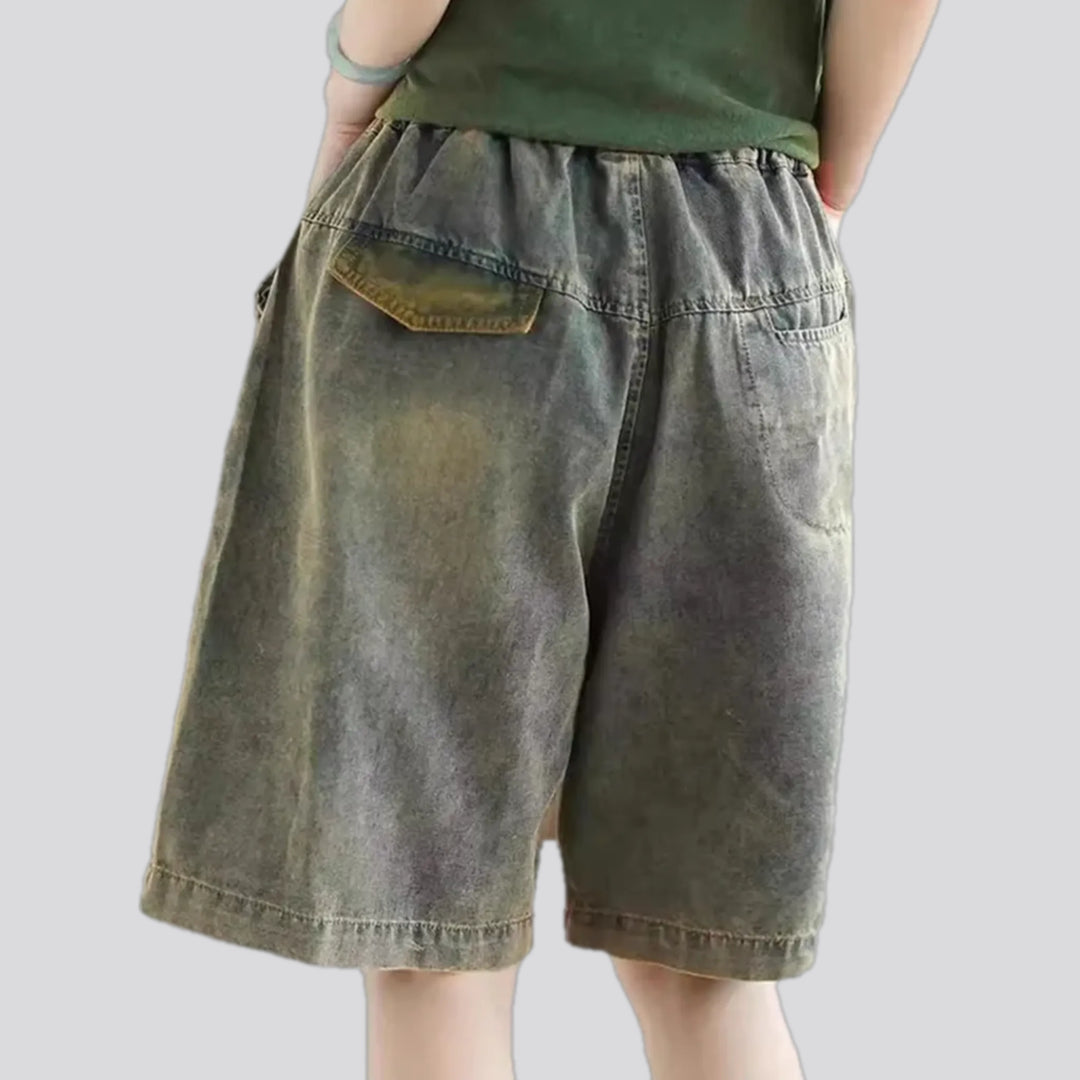 Vintage boho baggy women's jean shorts
