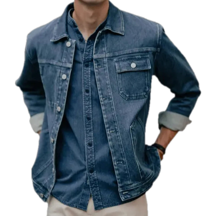 Casual Street Medium Men's Jeans Jacket - Blue