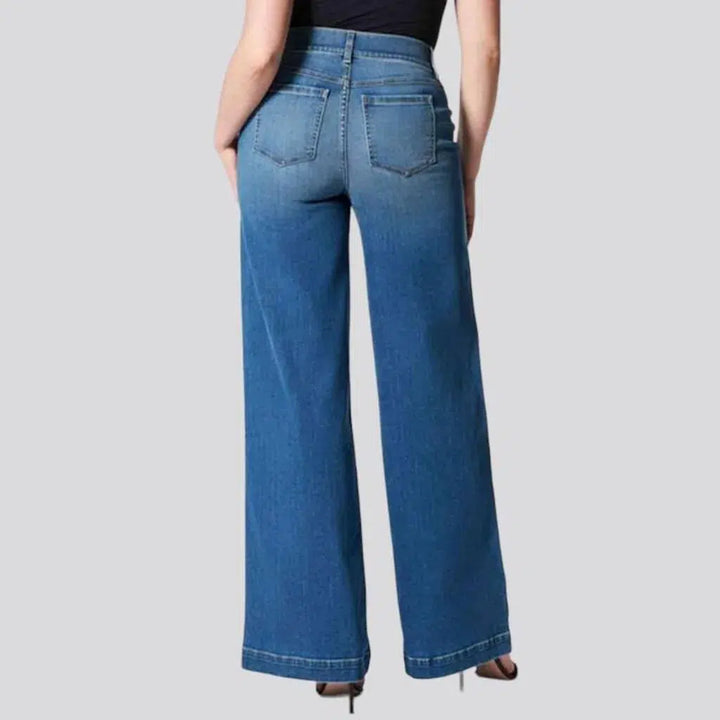 Wide-leg street jeans
 for women