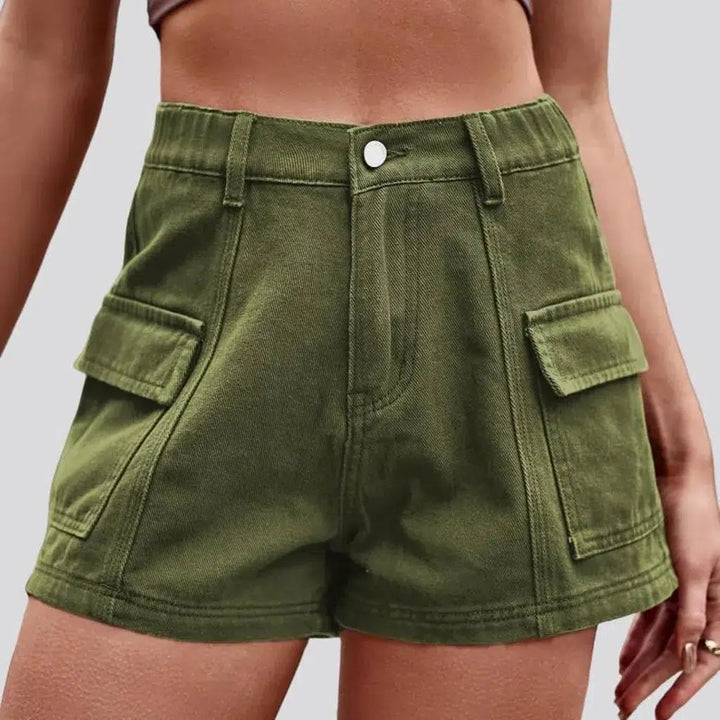 Color women's denim shorts