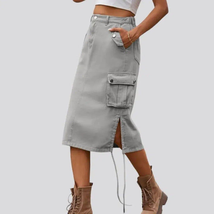 High-waist cargo jeans skirt for ladies