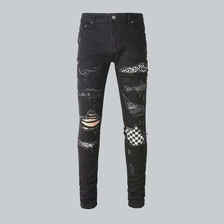 Crystal color patch men's jeans | Jeans4you.shop